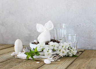 Festive table setting for Happy Easter day.