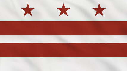 District of Columbia State - USA - Crumpled Fabric Flag. USA Flag. State of District of Columbia Flag. North America Flags. Celebration. Surface Texture. Background Fabric.