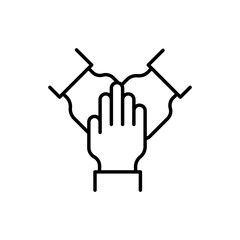 Collaboration Hands Vector Outline icon style illustration. 