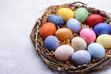 Color Easter eggs painted with organic dye