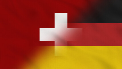 Switzerland and Germany Crumpled Fabric Flag. Switzerland Flag. Germany flag, Europe Flags. Celebration. Flag Day. Patriots. Surface Texture. Background Fabric.