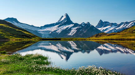 lake, mountain, snow, nice, nature