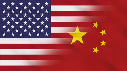 United States and China Crumpled Fabric Flag. United States Flag. China Flag. North America Flags. Oriental Asia Flags. Celebration. Background Fabric.