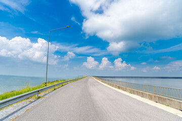 Road beside Lam Takong Reservoir, Sikhio, Nakhon Ratchasima, Thailand.