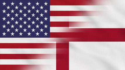 United States and England Crumpled Fabric Flag. United States Flag. North America Flags. England Flag. Europe Flag. Celebration. Surface Texture. Background Fabric.