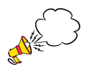 Comic empty speech bubble with shout in popart style. Isolated Vector illustration. Cartoon Emblem for announcements, promotions, events, alerts. Vector illustration.