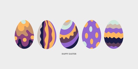 Happy easter day vector background. Easter eggs. Simple style. 