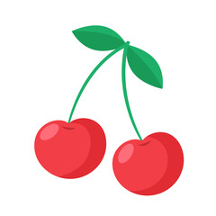 Vector cherry illustration. Isolated on a white background. Cartoon style icon
