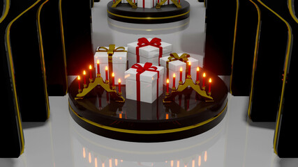Christmas Gift Box Hallway Background 3d render