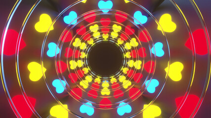 Colorful Heart Neon Particles Background