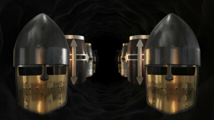 Gold Helmet Background 3d render