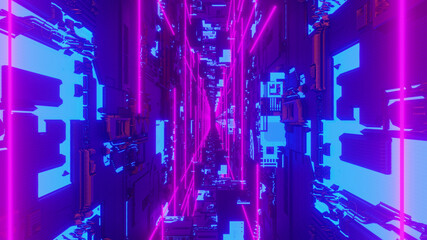 Abstract Hi Tech Neon Tunnel Background
