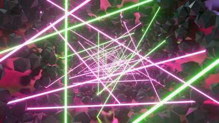 Abstract Laser Tunnel Background 3d render