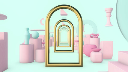 Abstract Pastel Geometry background 3d render