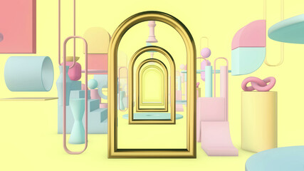 Abstract Pastel Geometry background 3d render
