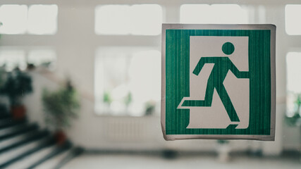 exit icon on clear glass detailed plan