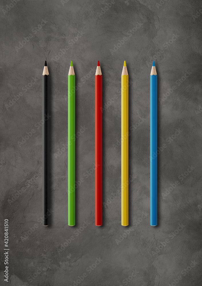 Canvas Prints Colouring pencils isolated on concrete background