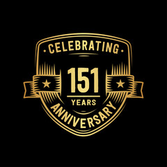 151 years anniversary celebration shield design template. Vector and illustration
