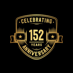 152 years anniversary celebration shield design template. Vector and illustration
