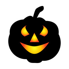Halloween pumpkin icon. Autumn symbol. Halloween scary pumpkin with a smile, burning eyes.