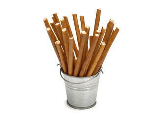 Sweet straws. Dry baked goods in the form of thin sticks