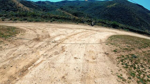 Driving Down A Pritave Rach Dirt Road Slow Motion