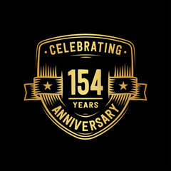 154 years anniversary celebration shield design template. Vector and illustration
