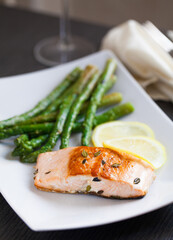 Fillet of Salmon with Asparagus. High quality photo.