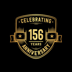 156 years anniversary celebration shield design template. Vector and illustration
