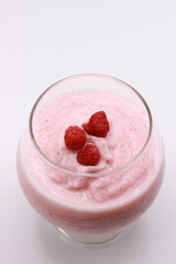 Raspberry Smoothie on the white background