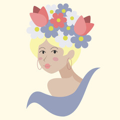 Northern blond woman with flowers in her hair