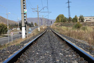 Fototapeta premium railroad tracks in the countryside