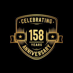 158 years anniversary celebration shield design template. Vector and illustration
