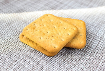 Diet crunchy crackers on the table close up.