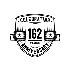 162 years anniversary celebration shield design template. Vector and illustration
