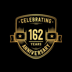 162 years anniversary celebration shield design template. Vector and illustration
