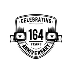 164 years anniversary celebration shield design template. Vector and illustration
