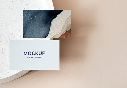 Business Cards on a Stone Tray Mockup
