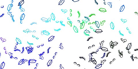 Light Blue, Green vector pattern with feminism elements.
