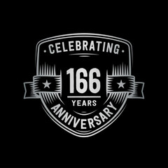 166 years anniversary celebration shield design template. Vector and illustration
