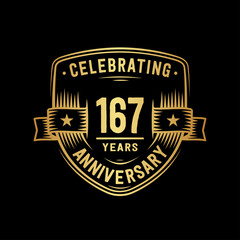 167 years anniversary celebration shield design template. Vector and illustration

