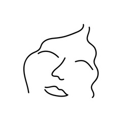 Modern Abstract Face Portrait. Linear Ink Brush. Line Art Current Contemporary Continuous Cubism Painting. Fashion Style Black And White Abstraction Poster