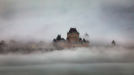 A thick mist over Quebec City