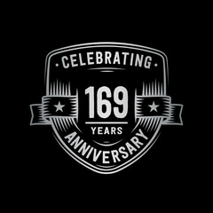 169 years anniversary celebration shield design template. Vector and illustration
