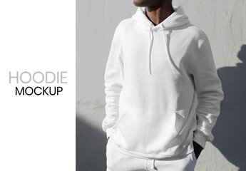 Simple White Hoodie Mockup Sporty Menswear