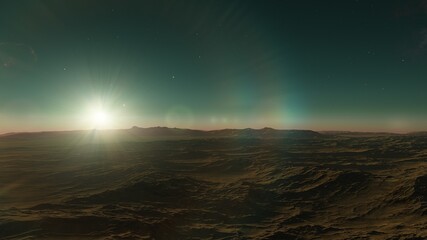 Obraz premium science fiction illustration, beautiful space background, a computer-generated surface, a fantasy world 3d render