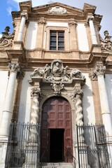 Door to San Francesco Saverio in Palermo, Sicily Italy