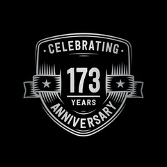 173 years anniversary celebration shield design template. Vector and illustration
