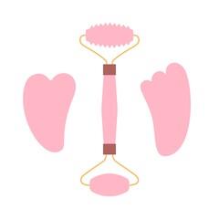 Face massager and gouache scraper. Jade scraper and roller. fashion accessory for cosmetic services of gouache massage. 