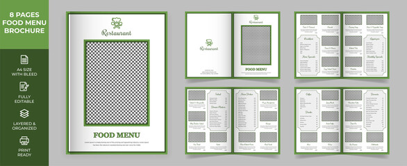Food Menu Brochure Template, Healthy Food Menu simple style and modern layout